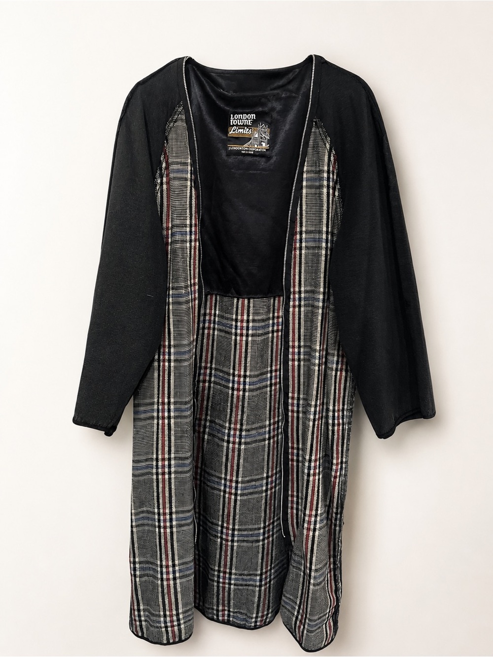 Vintage London Towne Limits Plaid Zip Duster Coat S/M